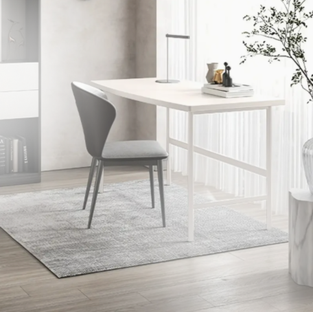 Elegant White & Wooden Home Office Desk - Modern Computer Workstation