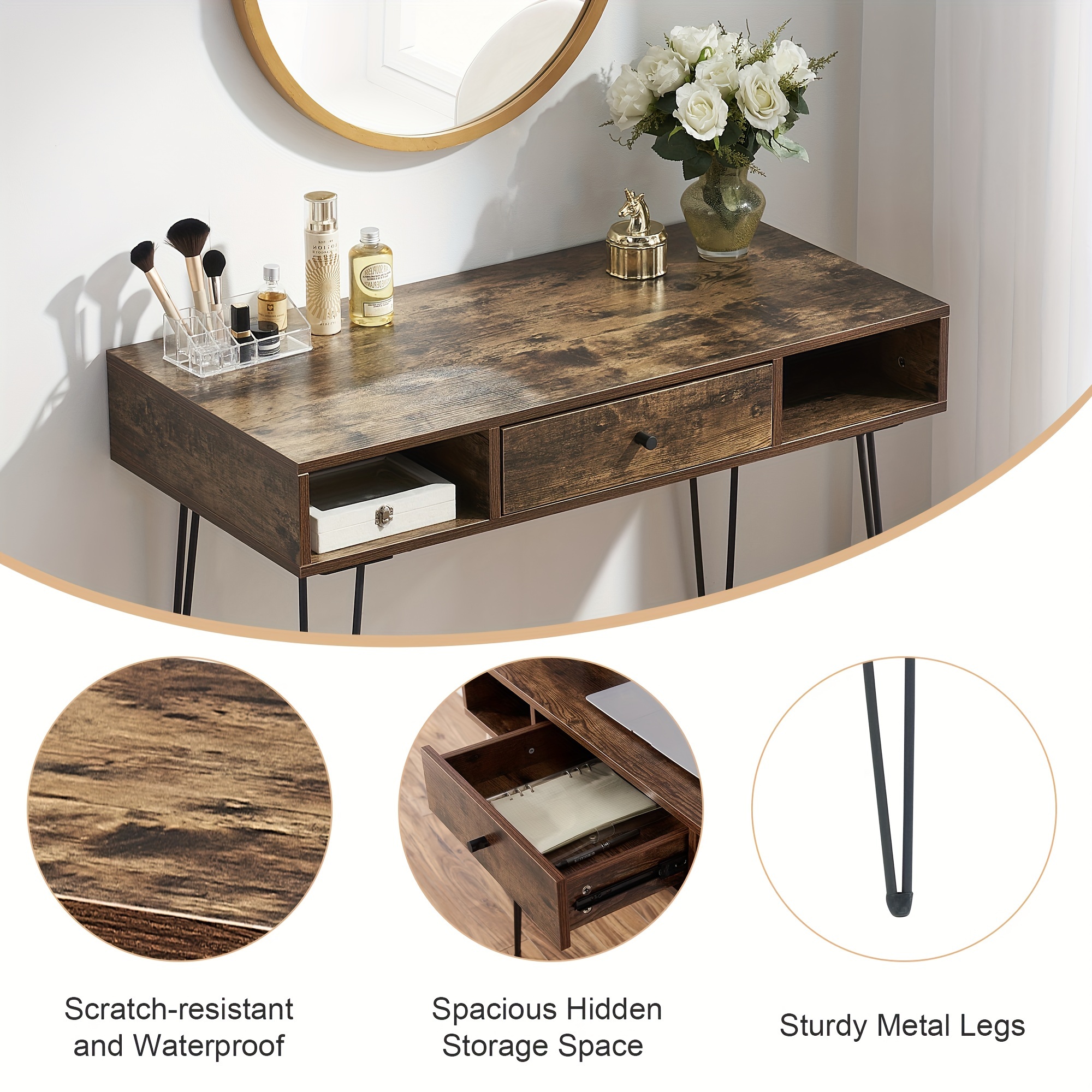 Modern Home Office Desk with Drawer – Compact Writing & Study Table for Home or Office Use